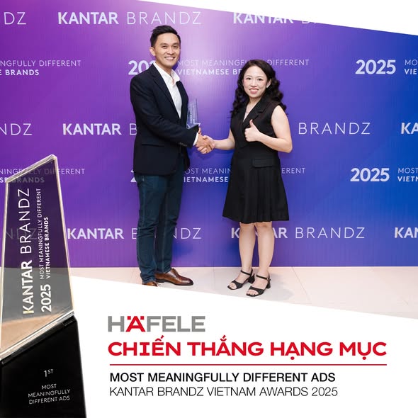 Häfele chiến thắng hạng mục “Most Meaningfully Different Ads” tại Kantar BrandZ Vietnam Awards 2025 3 Häfele chiến thắng hạng mục “Most Meaningfully Different Ads” tại Kantar BrandZ Vietnam Awards 2025